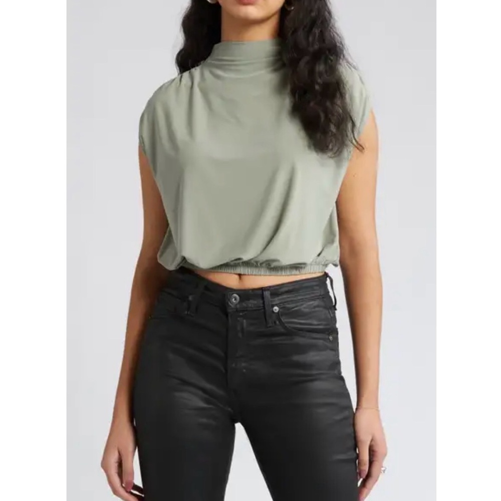 Nordstrom Open Edit Green Shell Top
